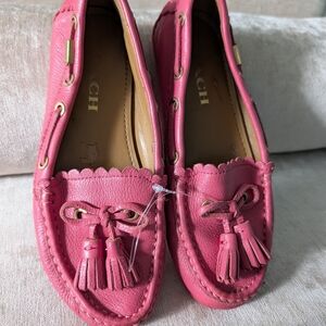 COACH Pink Leather Slip On Loafers Sz 5.5